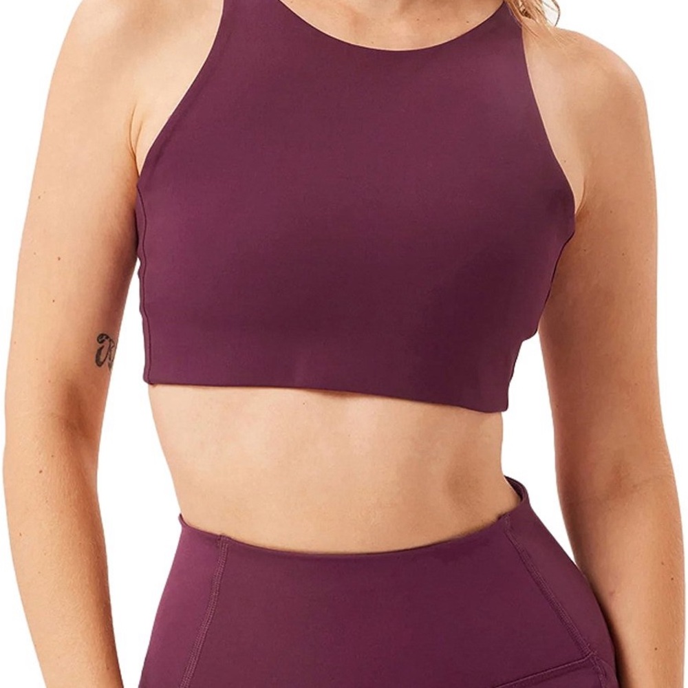 Girlfriend Collective Mulberry  Topanga Sports Bra High Neck Racerback